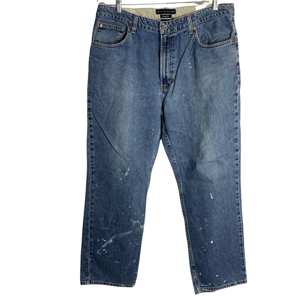 Tommy Hilfiger Denim Jeans 36/30 Med Wash Relaxed Fit Painter Straight Leg